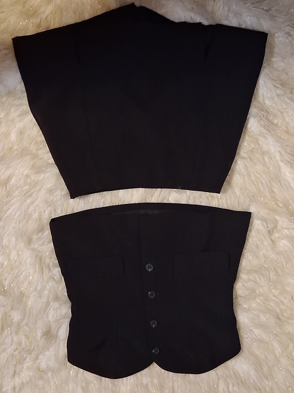 Sincerely Jules Strapless Button-Front Vest Bustier Top & Skort Set – Black